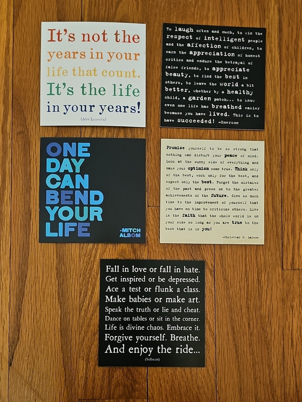 Inspirational Quote Magnet Set - 5 Colorful Typography